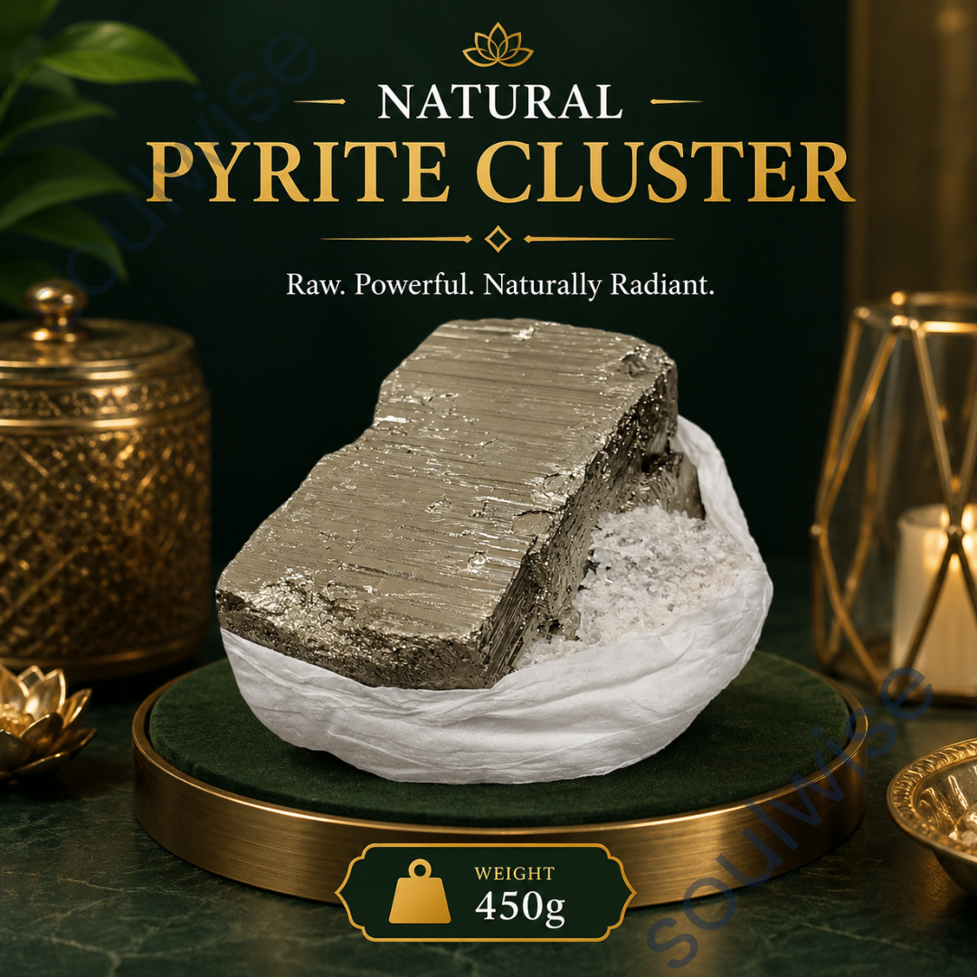 Natural Pyrite Cluster Raw Crystal Stone – Authentic Golden Fool’s Gold for Prosperity, Protection & Positive Energy (60g)