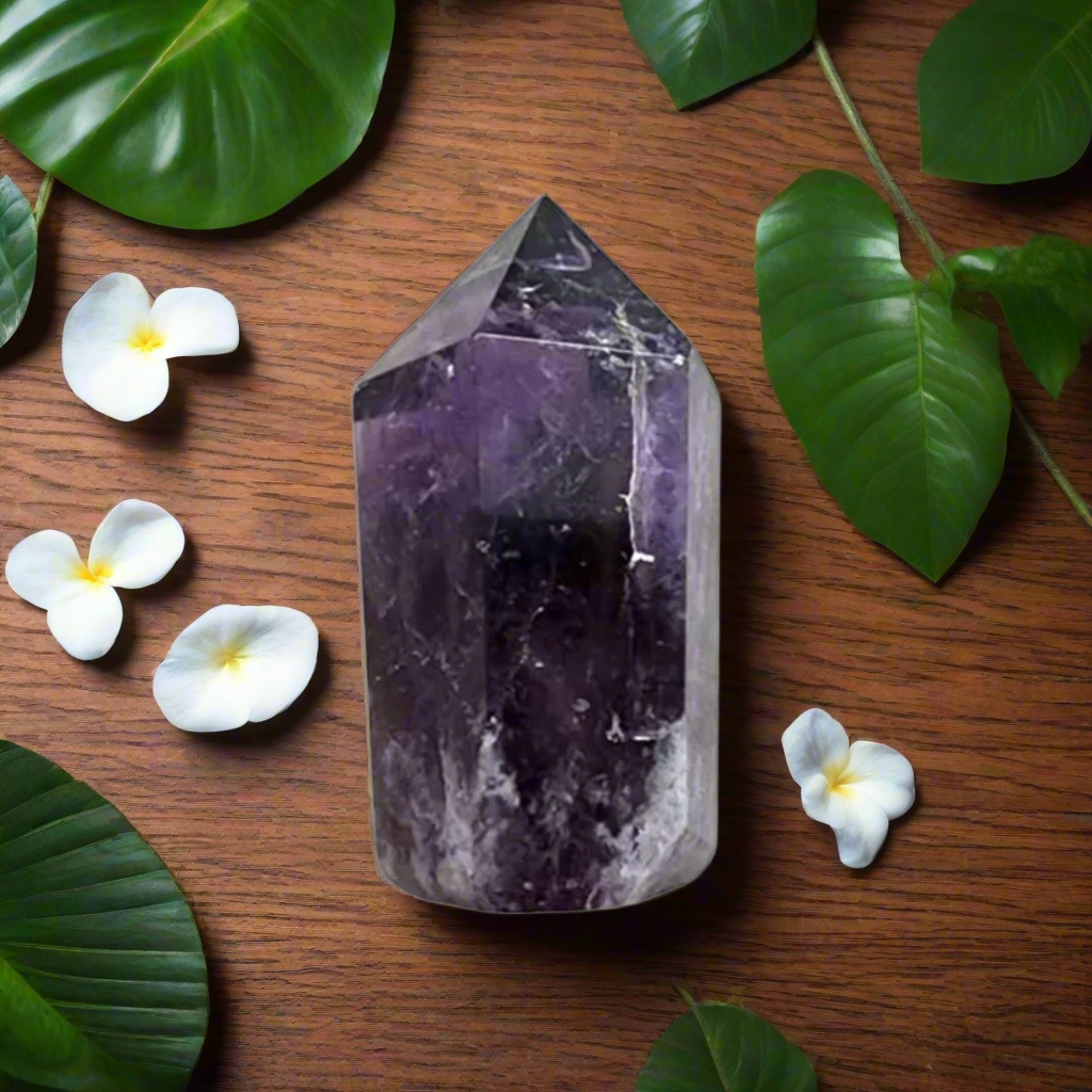 Soulwise Chevron Amethyst Tower – 380g Freeform Natural Crystal Point