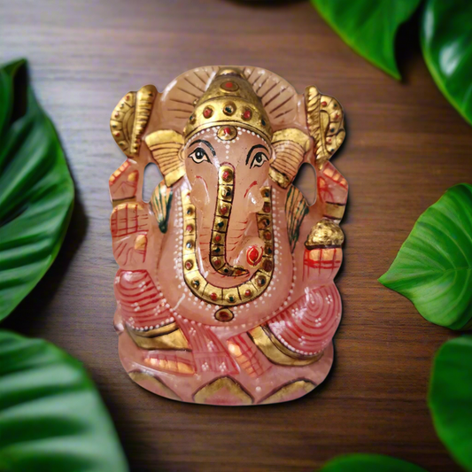 Soulwise Rose Quartz Ganesha Statue Figurine 12cm, Hand Painted  Stone Idol 600 Gram, Symbol of Unconditional Love & Wealth