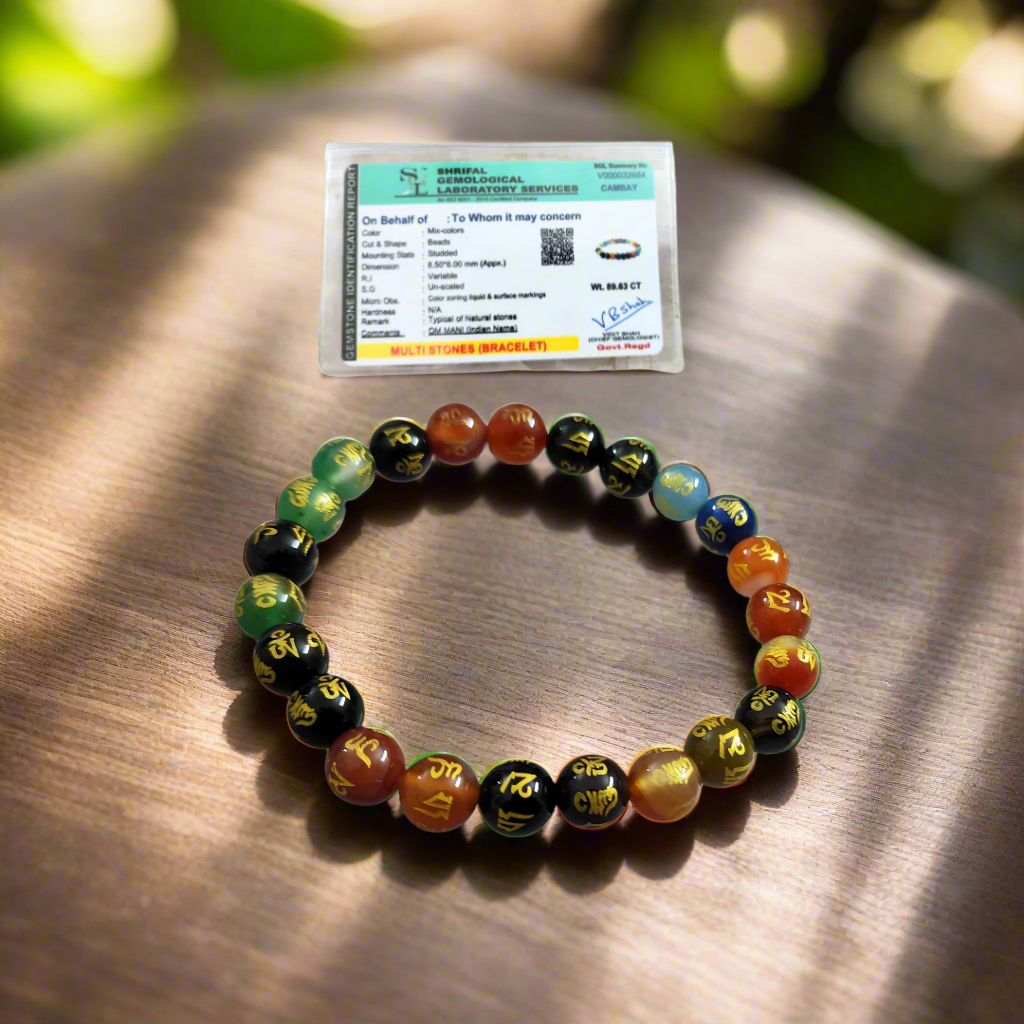 Om Mani 7 Chakra Bracelet 8mm