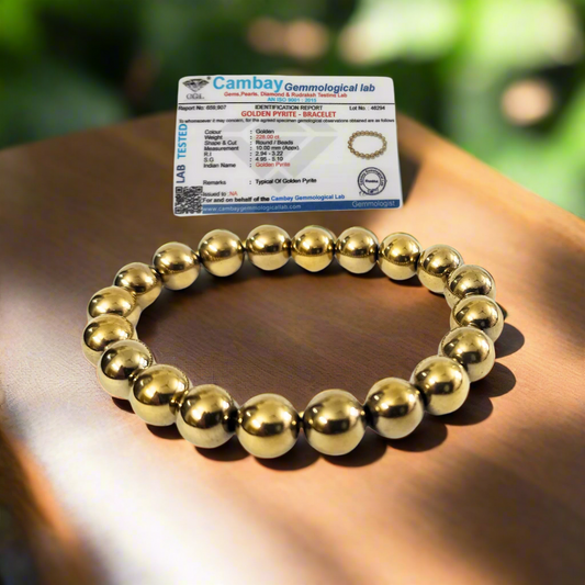 पाइराइट ब्रेसलेट 10 मिमी (गोल्डन)