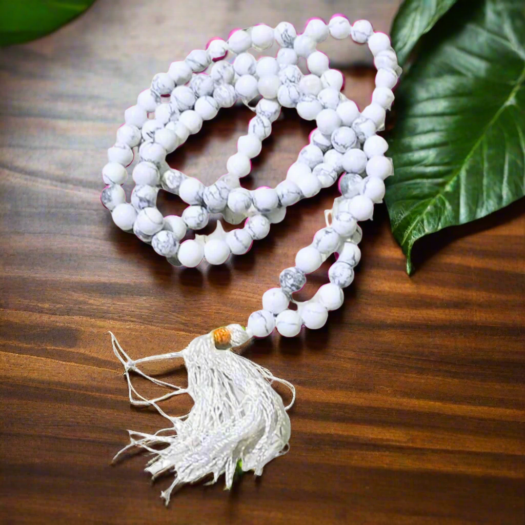 Soulwise Natural Howlite Healing Crystal Bracelet / Mala / Stone – Calming Energy, Stress Relief, Patience & Emotional Balance