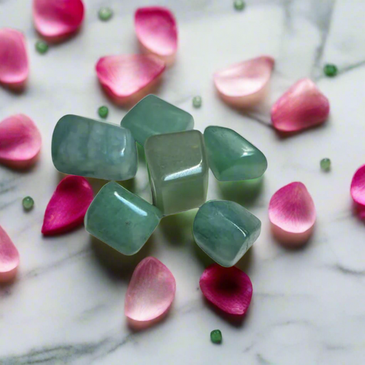 Green Aventurine Tumbled Stone Set of 6 – Natural Healing Crystals for Luck, Prosperity & Heart Chakra Energy