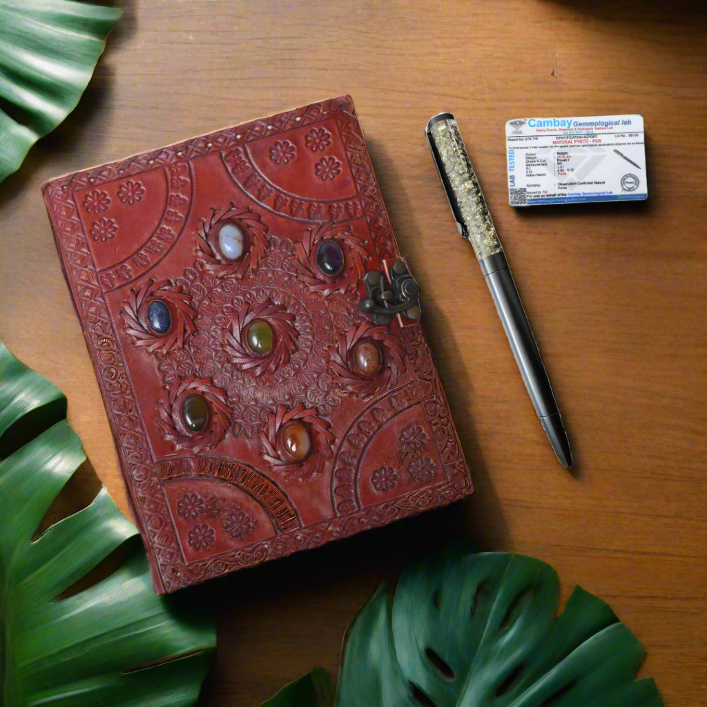Chakra Manifestation Journal with Pyrite Pen Combo: Align, Manifest, and Empower
