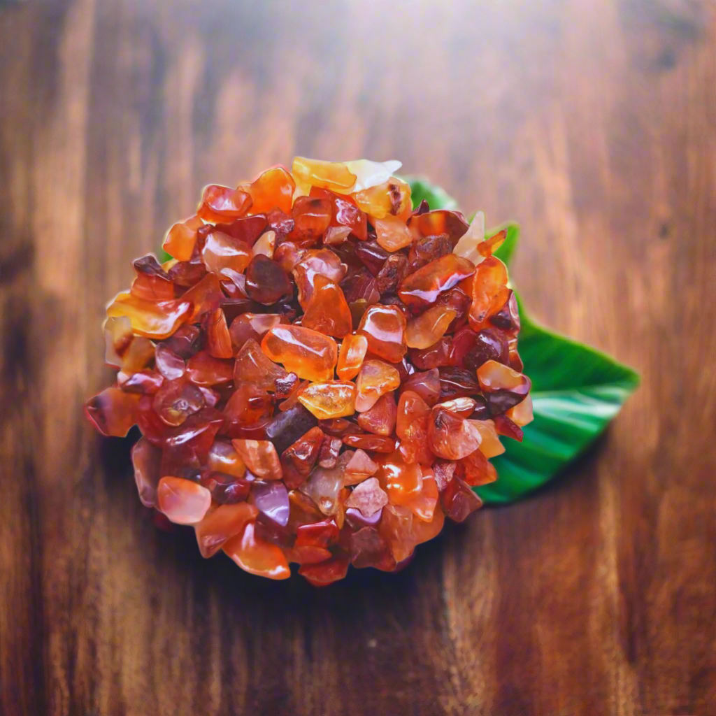 Natural Carnelian Crystal Chips 100g, Home Decor, Garden and Table Decor Crystal, Reiki Healing Rangoli Decor for Joy, Well Being & Creativity