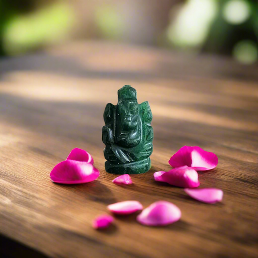 Jade Crystal Ganesha 1",Healing Crystal for Prosperity, Wisdom, Luck, Success,