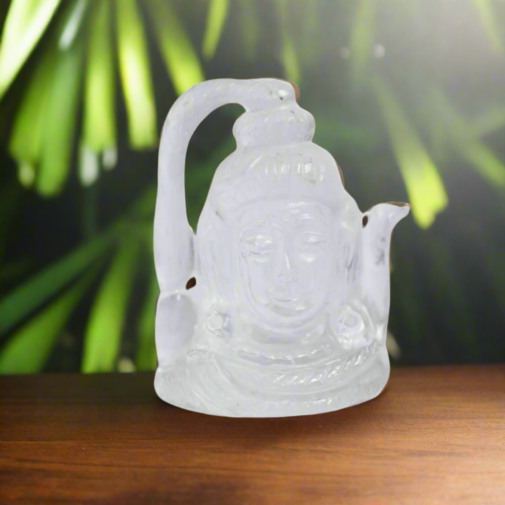 Clear Quartz Shiva Statue – 3 Inch Natural Sphatik Shiv Murti for Pooja, Meditation, Vastu & Spiritual Decor.