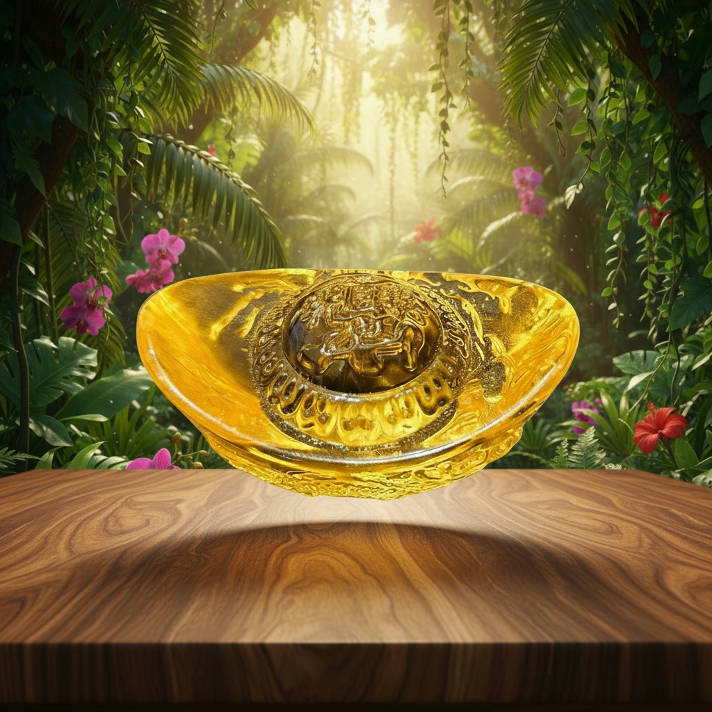 Golden Citrine Glass Ingot for Wealth & Business Success | Feng Shui & Vastu Remedy