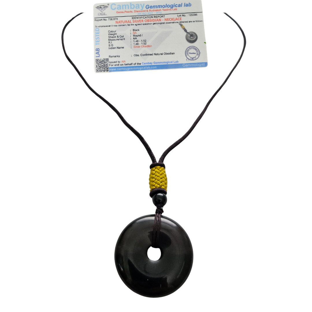 Silver Obsidian Pendant Healing Crystal – Natural Volcanic Stone for Protection, Inner Reflection & Grounding – Spiritual Energy Tool for Meditation, Shadow Work & Chakra Balancing ( Round)