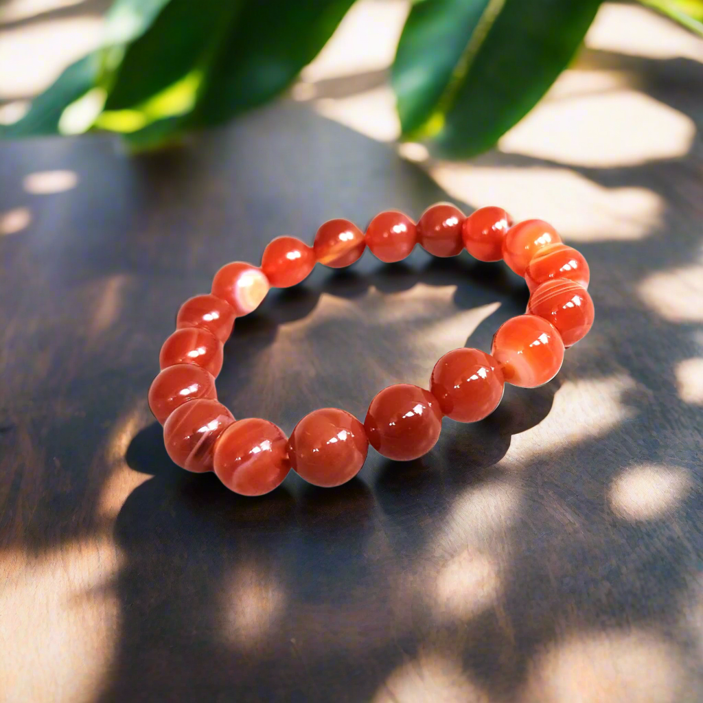 Carnelian 12mm bracelet for passion, joy, creativity, and wealth, healing Crystal for Healing, confidence, stone of energy and motivation