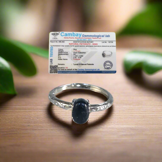 पीटरसाइट रत्न अंगूठी समायोज्य, प्रमाणित