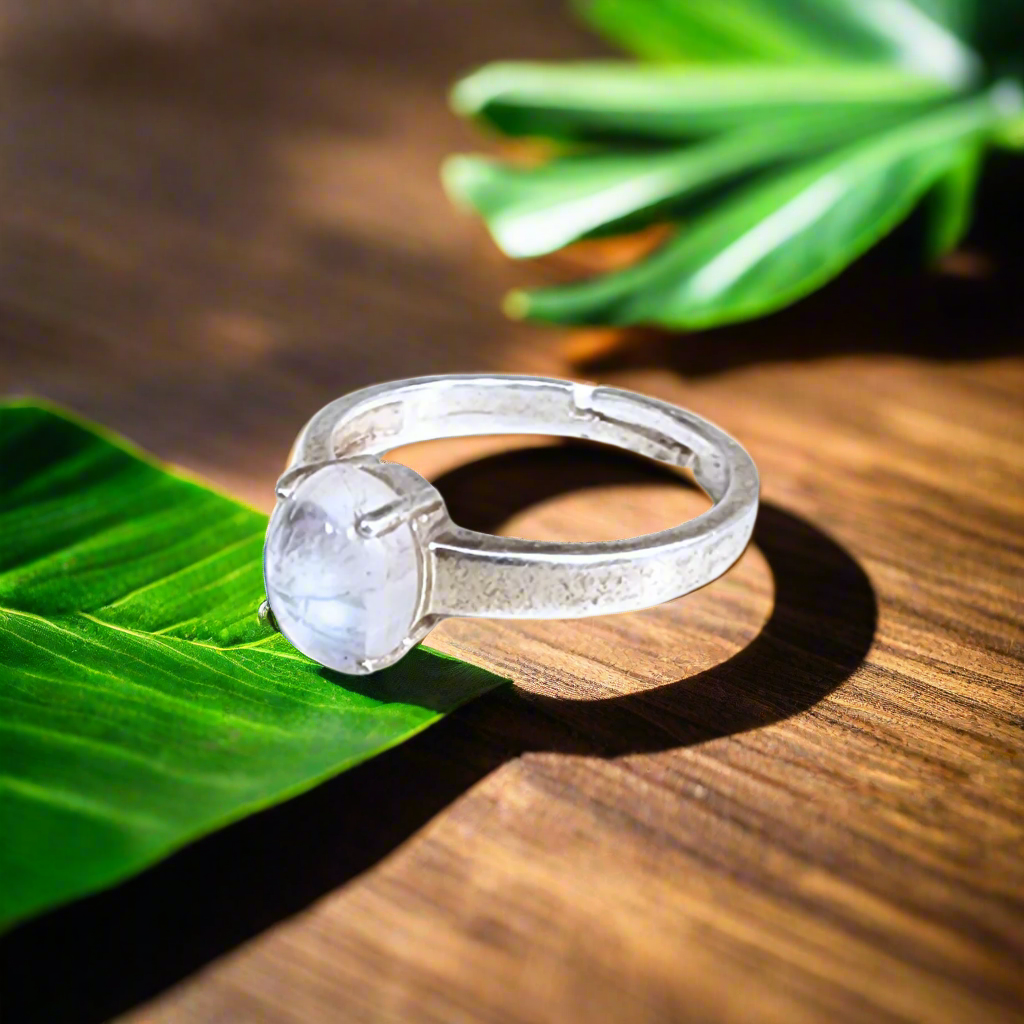 Moonstone Silver ring adjustable, certified