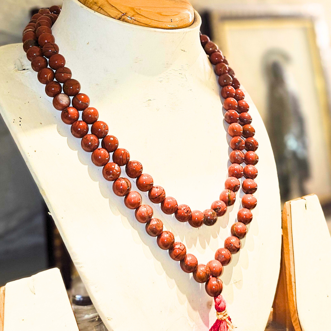 Soulwise Red Jasper Mala Beads 108 –(Handmade Gemstone Japa Mala for Men & Women).