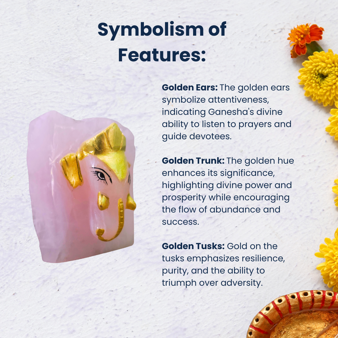 Rose Quartz Ganesha Hand Carved on a Rough Stone , 350-400g, Limited Stock