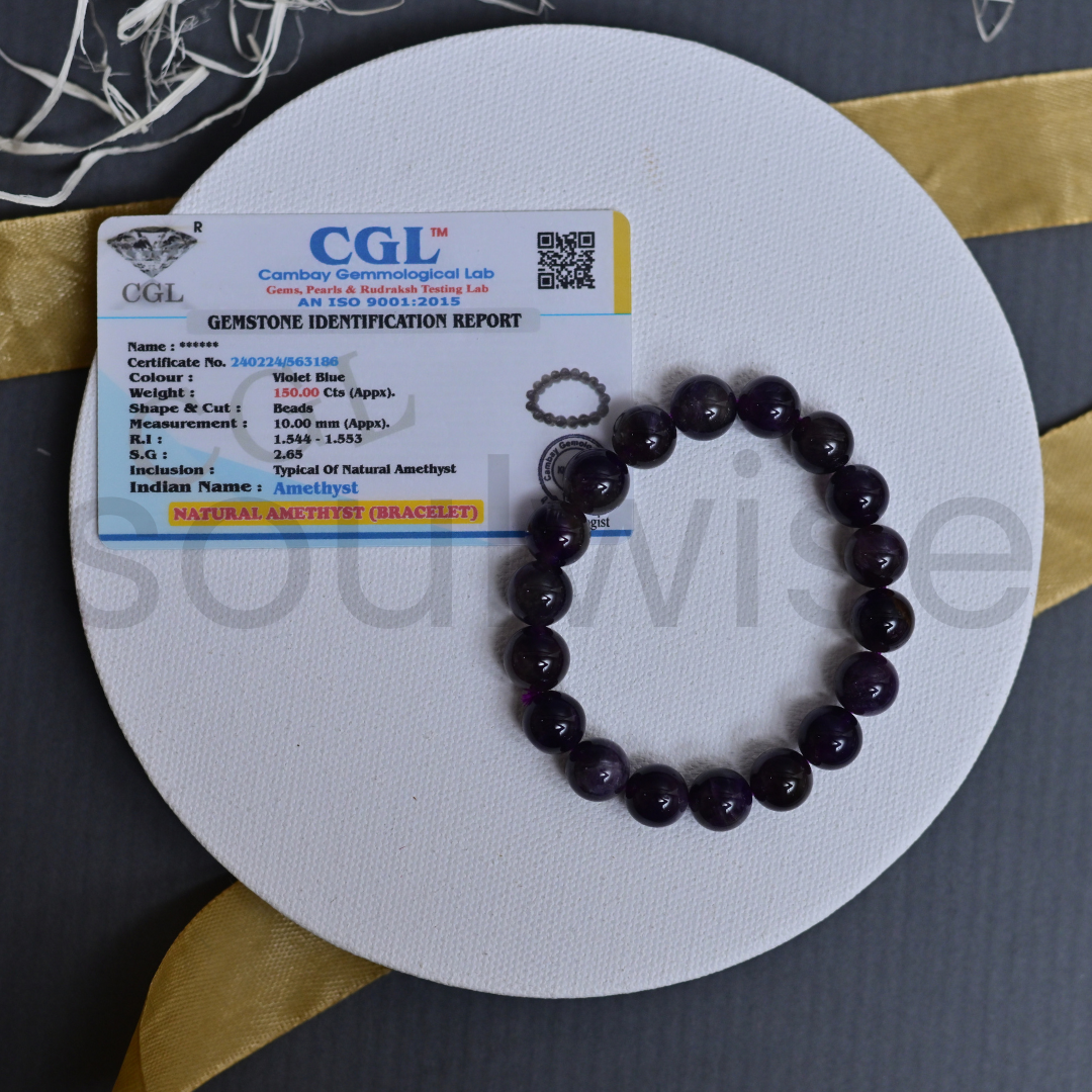 Amethyst 8 mm bracelet for prosperity, health & wealth.