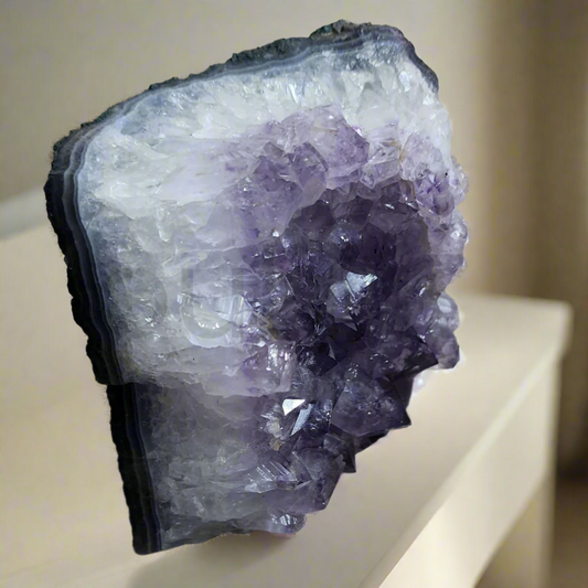 Soulwise Healing Amethyst cluster, Amethyst Geode, self-standing, Healing, protective crystal cluster decor, 920g (Small)