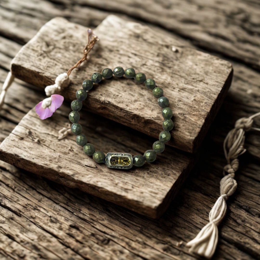 Pyrite Bracelet with Vajra charm Energy Protection, Wealth & Spiritual Healing