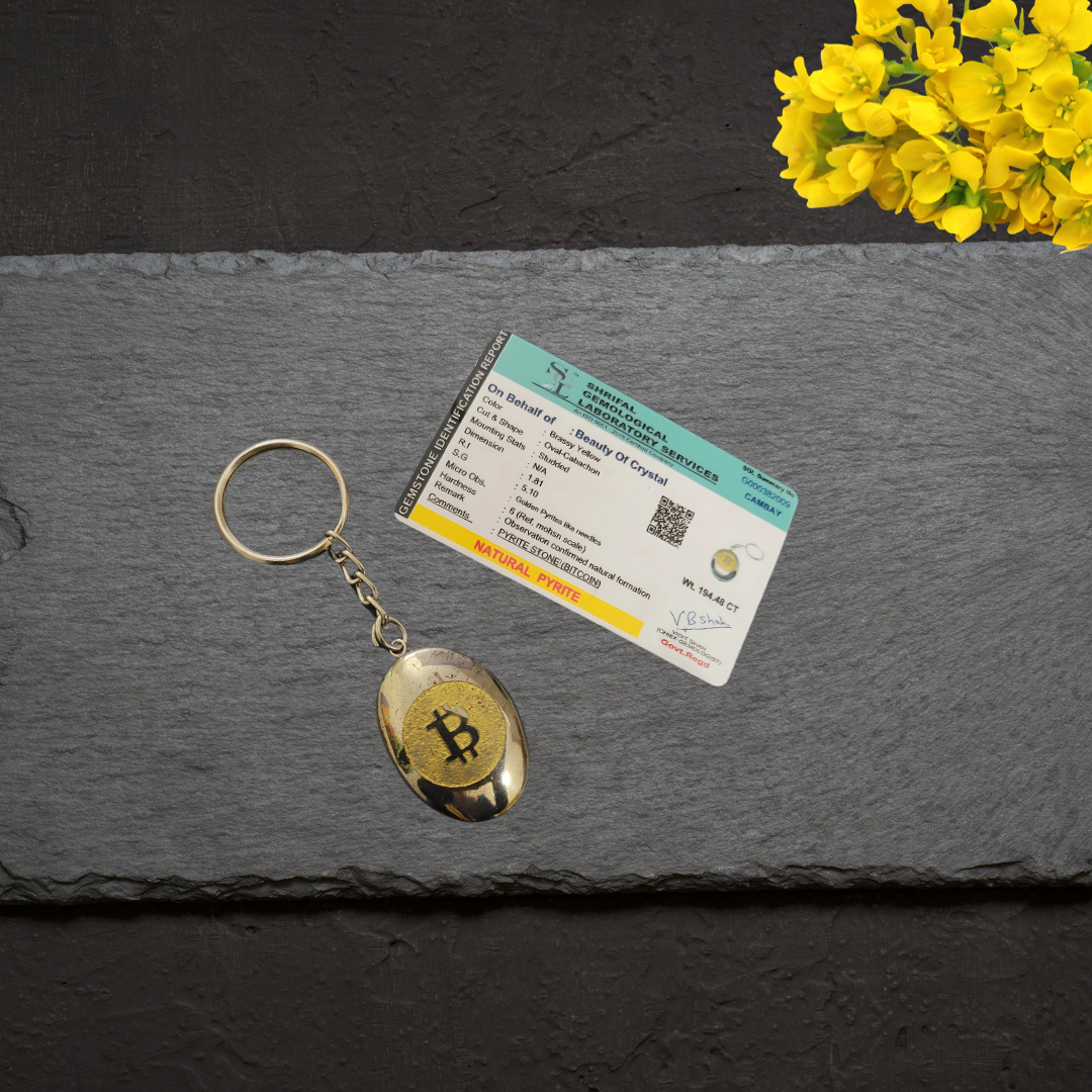 Bitcoin symbol Pyrite Keychain