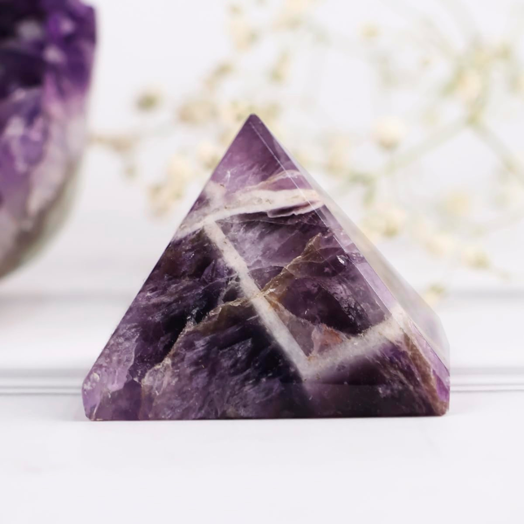 Amethyst Pyramid 3" – Natural Healing Crystal for Reiki, Chakra Balancing, Meditation