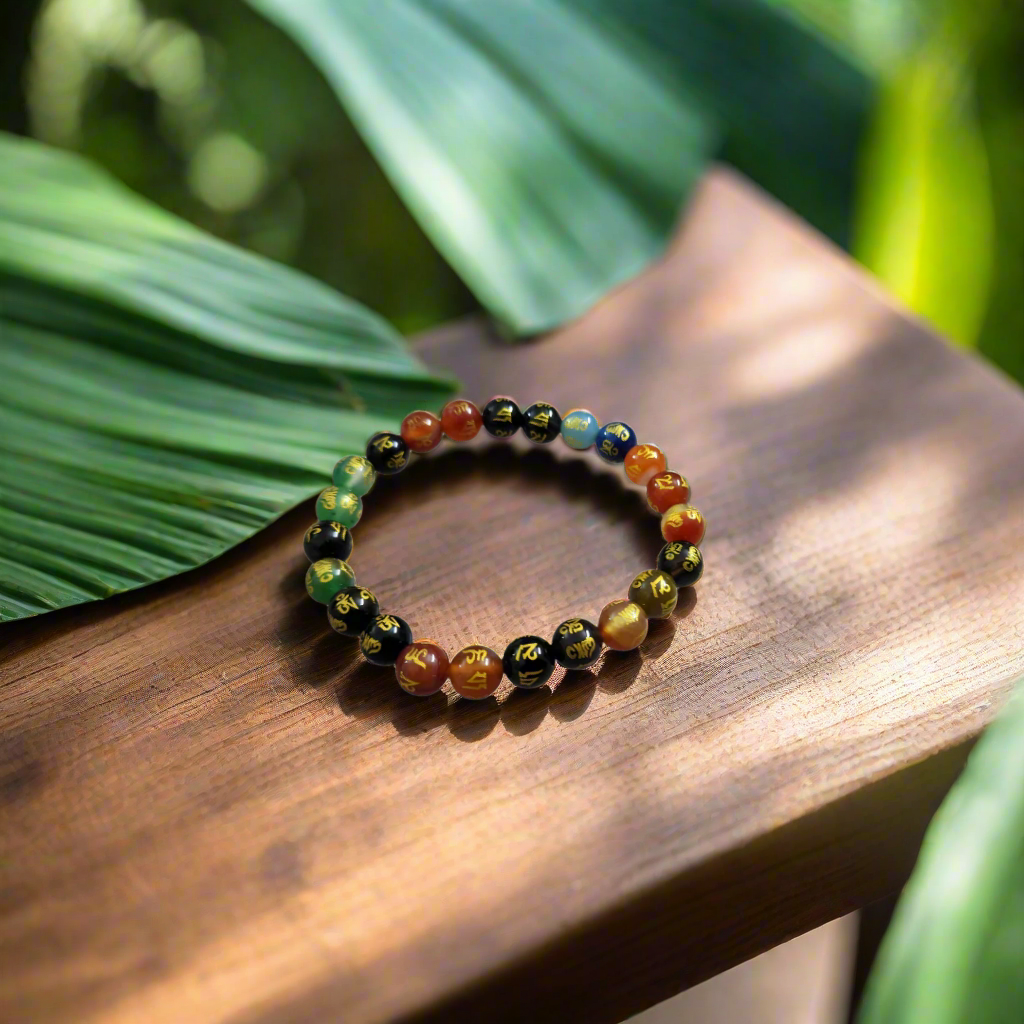 Om Mani 7 Chakra Bracelet 8mm