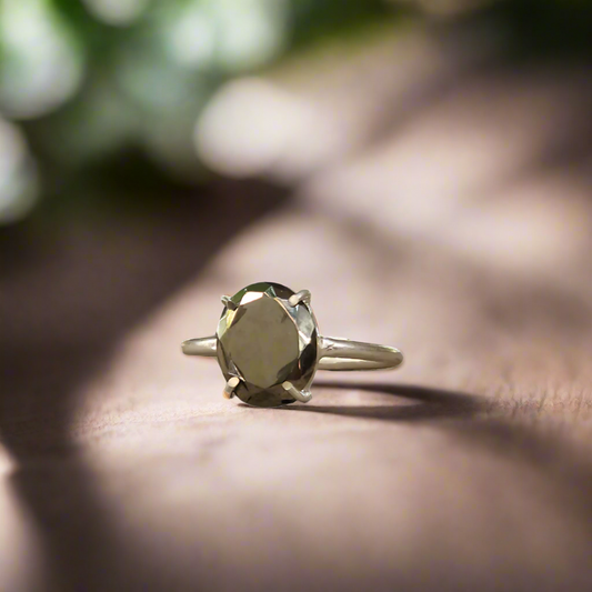 Pyrite Gemstone Adjustable Ring for Men, Certified, Energize Your Success & Wealth