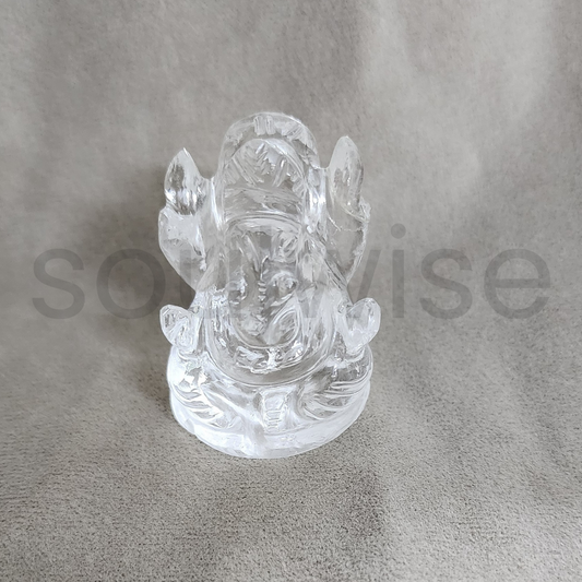 Clear Quartz Ganesha Idol – 2 Inch Sphatik Ganpati Murti – Natural Crystal for Pooja, Vastu, Meditation & Spiritual Gifting Certified