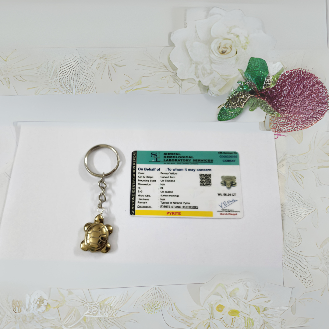 Pyrite Tortoise Keychain Certified