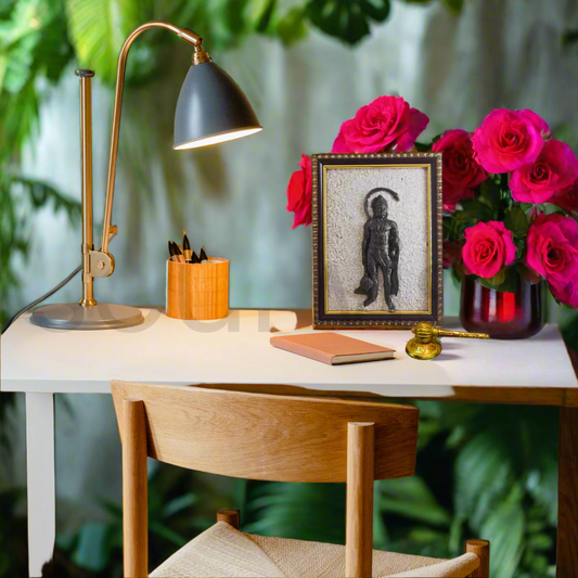 Diwali Special Combo Bhagwan Hanuman ji Pyrite & Selenite Healing Crystal Frame + Siddh Hanuman Ji Gadda with Stand – 3 Inch Golden-Plated, Vastu Remedy & Spiritual Decor Combo | Diwali Gift for Home & Office