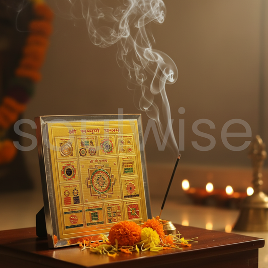 Diwali Divine Sampoorna Yantra – Gold-Plated Sacred Geometry for Prosperity, Protection & Vastu Correction with Stand