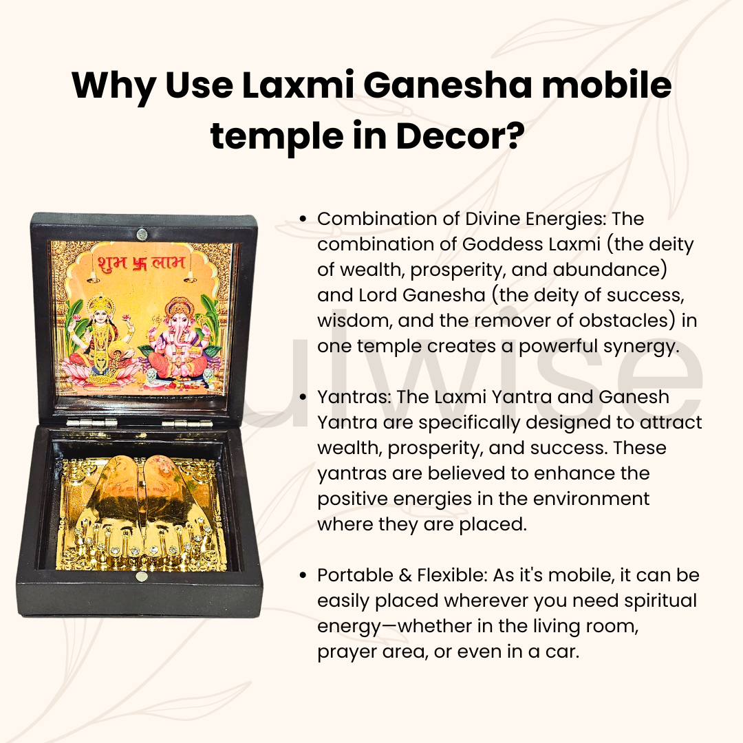 Shubh Diwali Combo – Laxmi Ganesh Pocket Temple + Natural Agate Shubh Labh Door Sticker | Auspicious Gift for Home Entrance & Puja