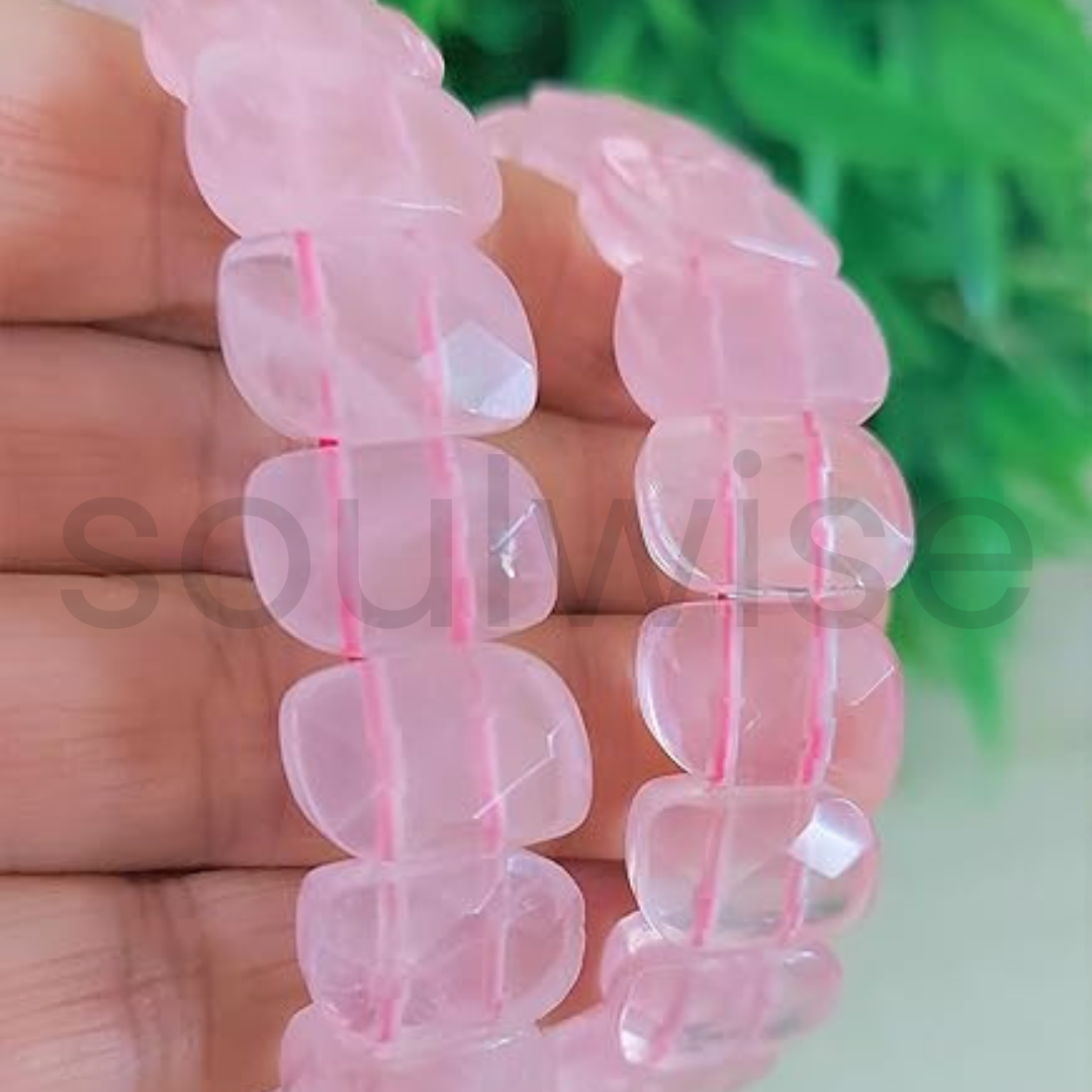 Rose Quartz Fashion Bracelet for Emotional balance, Love, luck and Joyful life