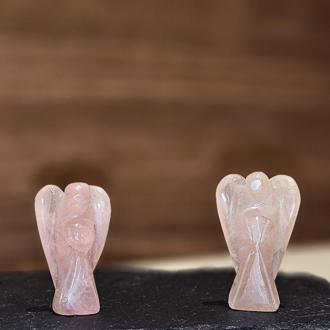 Soulwise Rose Quartz Angel Figurine – Hand-Carved Crystal Guardian Angel – Love & Healing Stone for Protection, Meditation, Gifts & Décor – 1-Inch