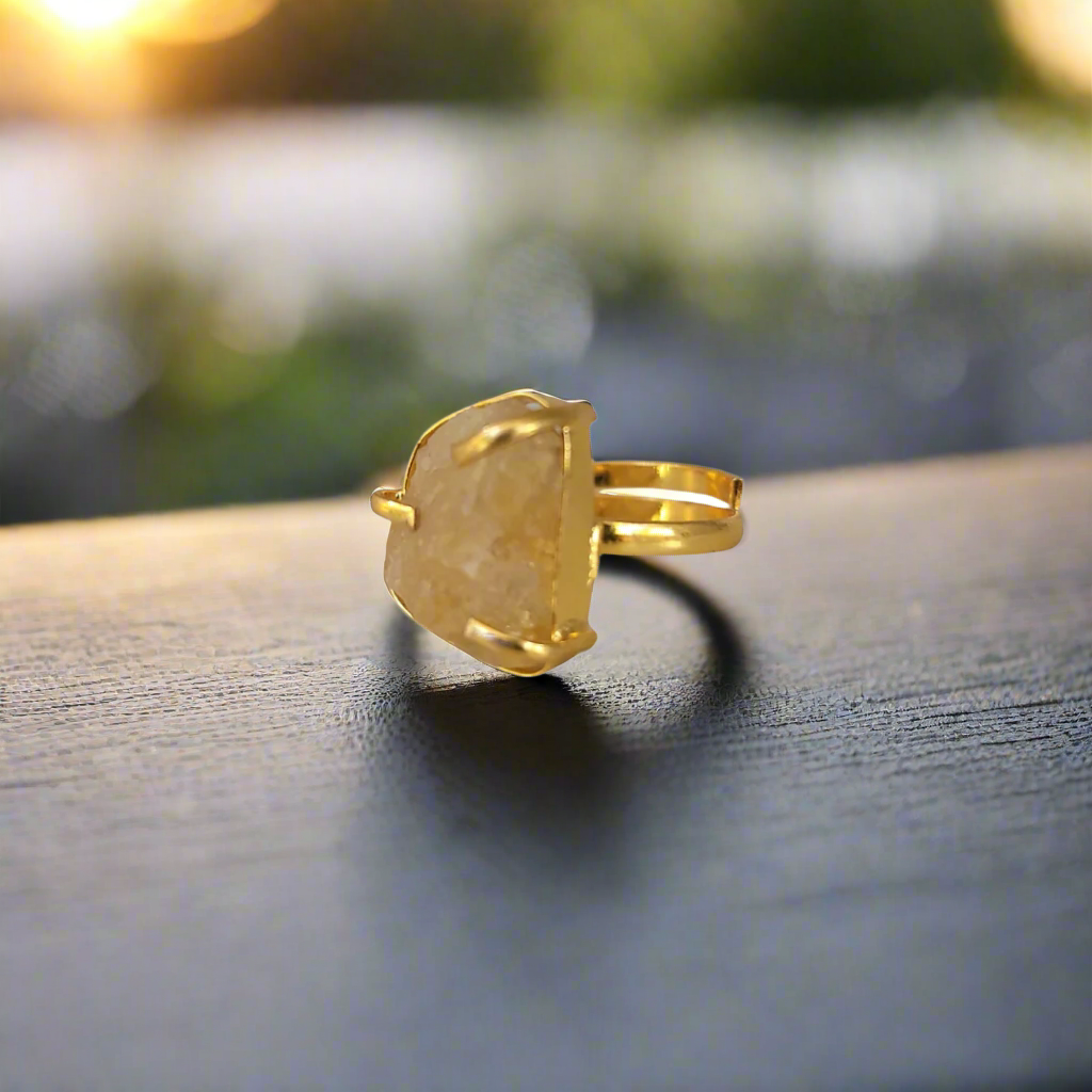 Natural Citrine Ring for Men, Adjustable, Certified