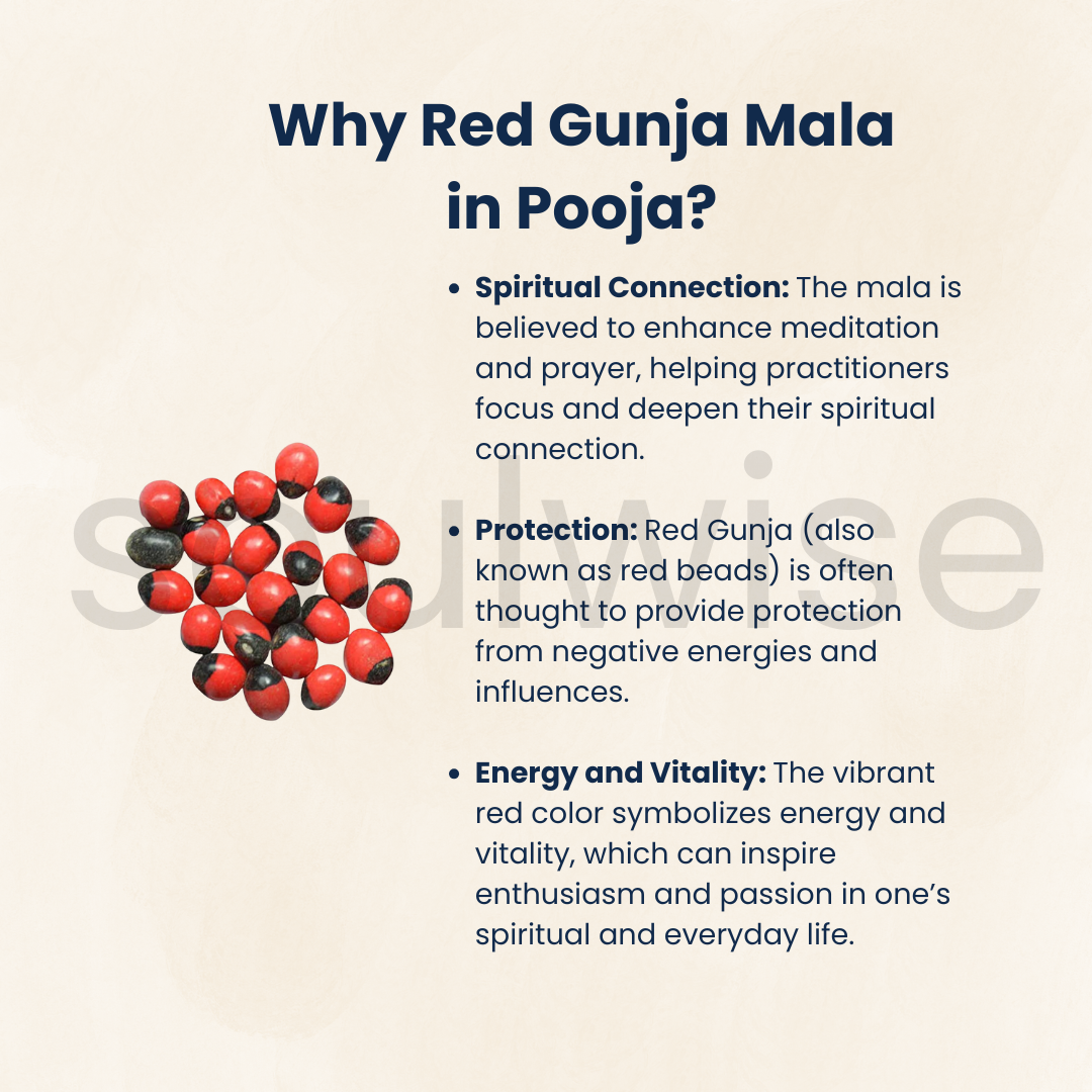 Soulwise Rakta Gunja Mala | 108 Beads Rakta Gunja Japa Mala | Sacred Red Gunja Seed Mala for Mantra Chanting, Spiritual Sadhana & Energy Protection.