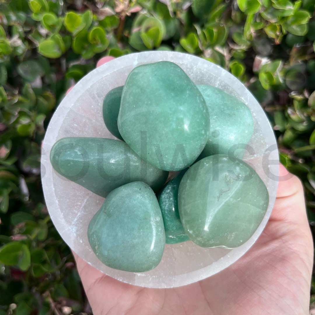 Green Aventurine Tumbled Stone Set of 6 – Natural Healing Crystals for Luck, Prosperity & Heart Chakra Energy