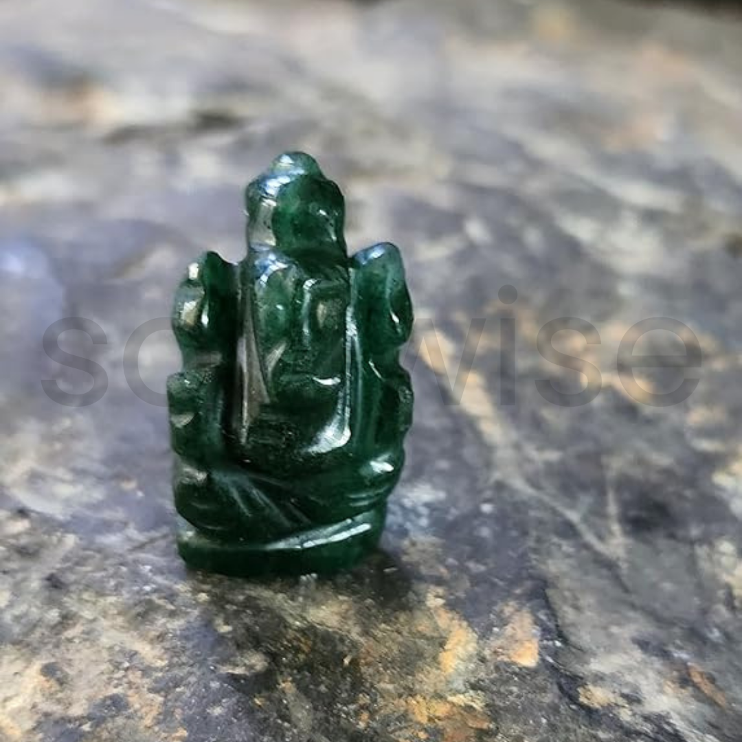Jade Crystal Ganesha 1",Healing Crystal for Prosperity, Wisdom, Luck, Success,