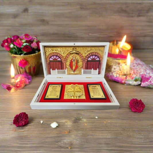 Shirdi Sai Baba Gold-Plated Devotional Pocket Temple