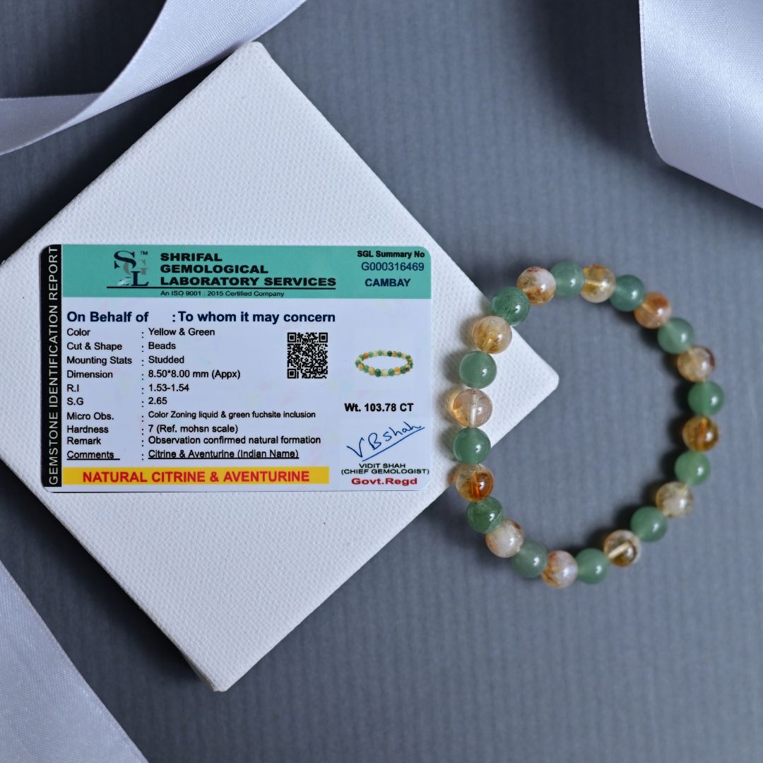 Citrine Green Aventurine bracelet 8mm
