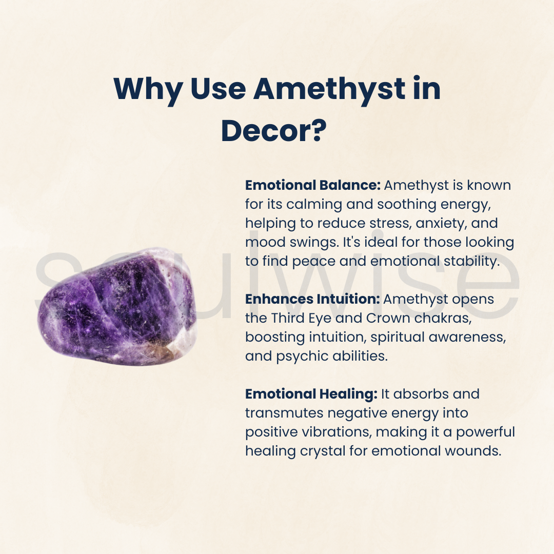 Amethyst Rose Flower with Healing Crystal Meaning Sticker – Hand-Carved Natural Amethyst Crystal Rose for Home Décor
