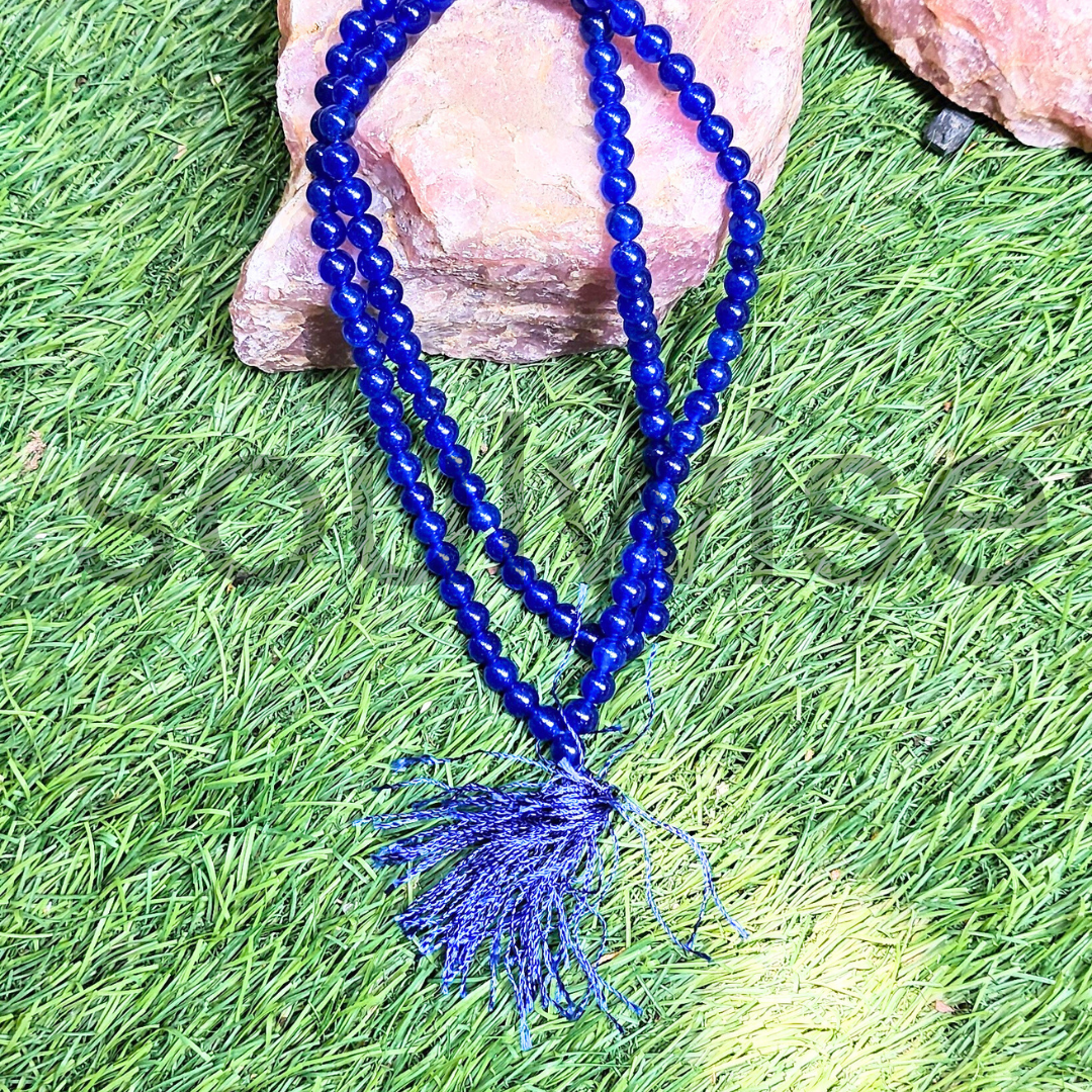 Soulwise Blue Agate 8mm Jaap Mala with 108+1 Beads – Natural Healing Crystal for Meditation, Chanting, Spiritual Balance & Energy Alignment
