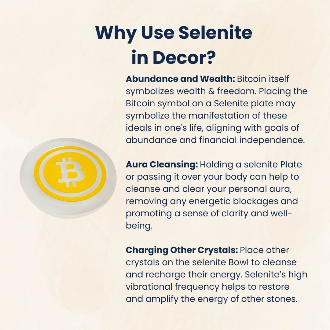 Bitcoin Symbol Selenite Crystal Charging Plate