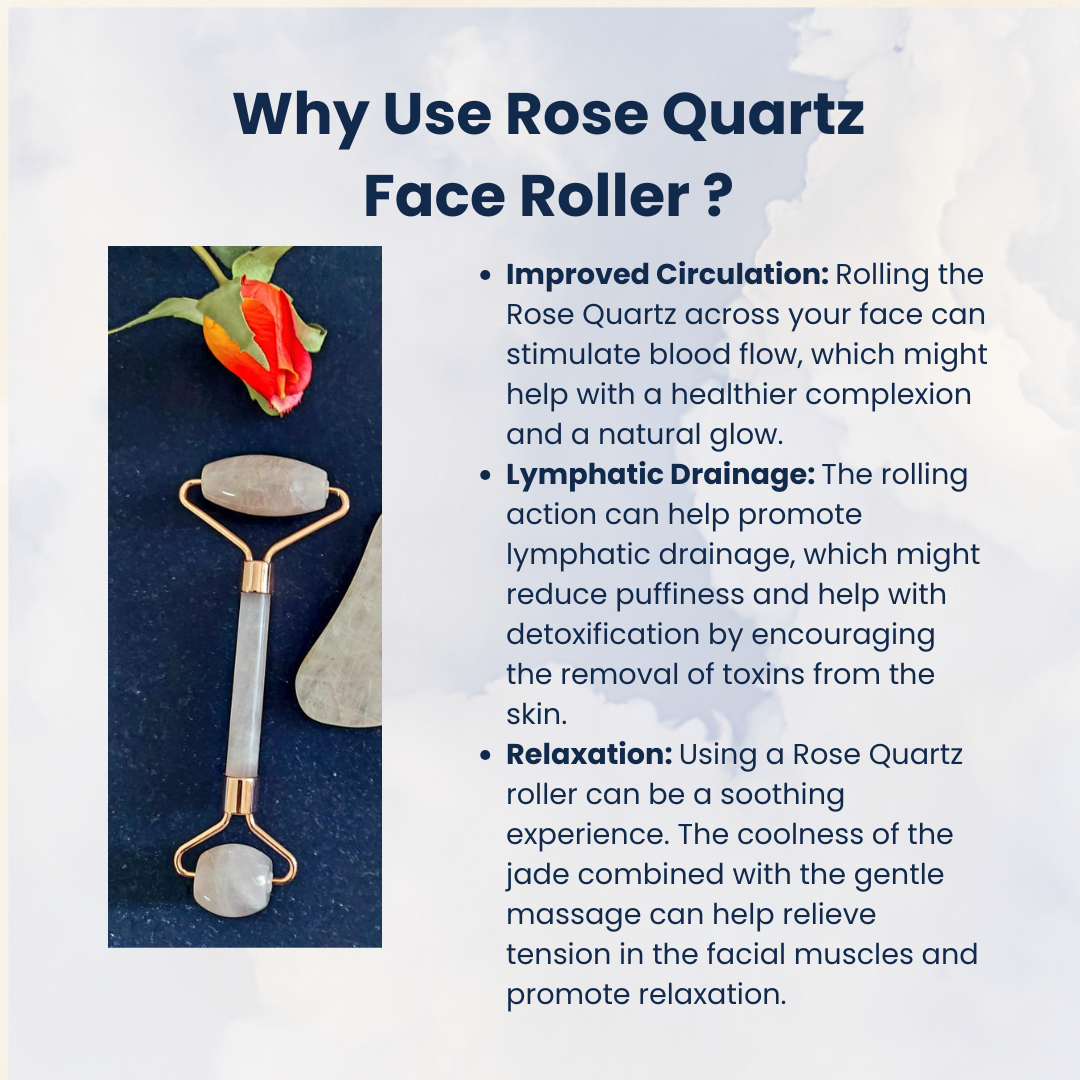 रोज़ क्वार्ट्ज़ फेस रोलर डुअल मसाज हेड के साथ