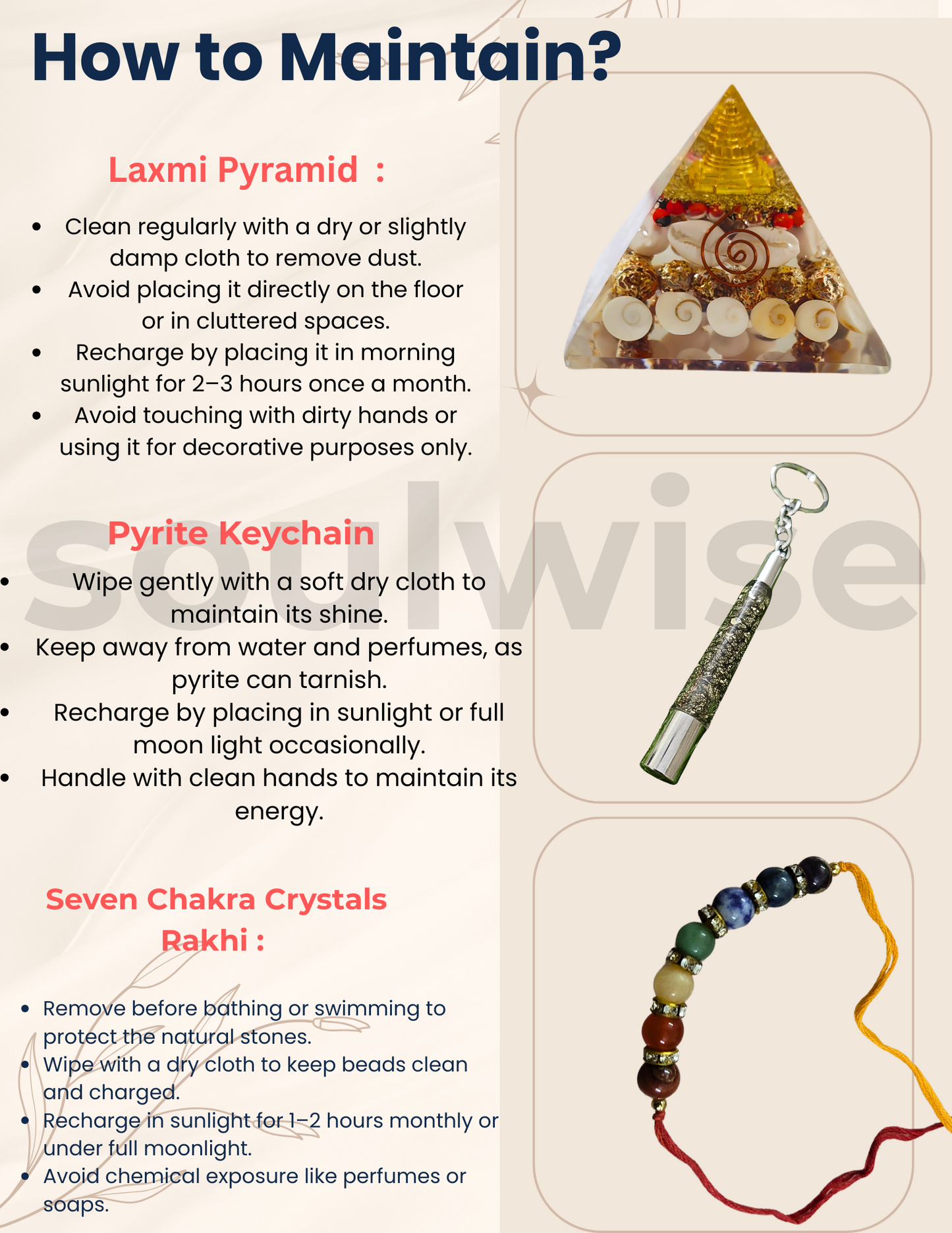 Rakhi Gift Combo for Brother – Pyrite Druzy Ethnic Pipe Keychain (5.5"), Designer 7 Chakra Rakhi, Laxmi Abundance Crystal Pyramid – for wealth, money and growth.