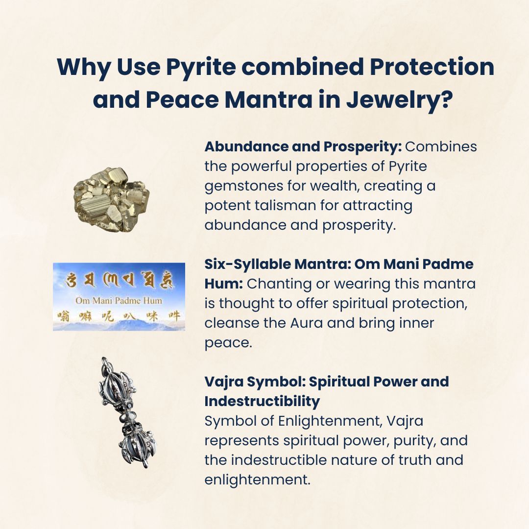 Pyrite Bracelet with Vajra charm Energy Protection, Wealth & Spiritual Healing