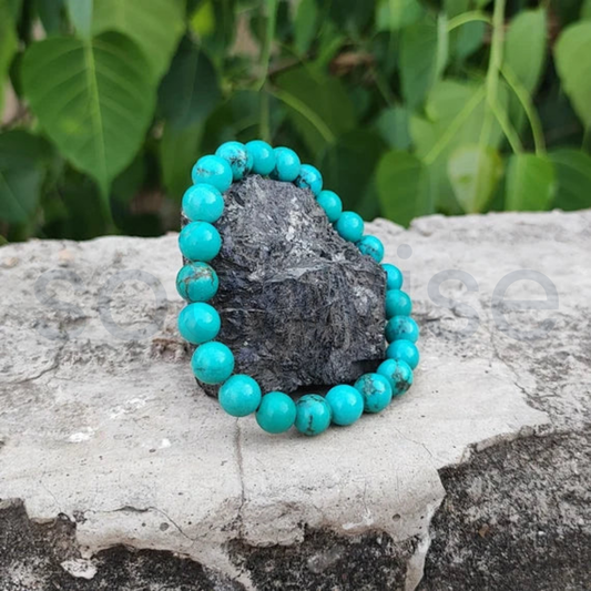 Turquoise 8mm Bead Bracelet – Natural Turquoise Crystal for Protection, Communication & Positive Energy | Ocean Spirit Harmony Bracelet