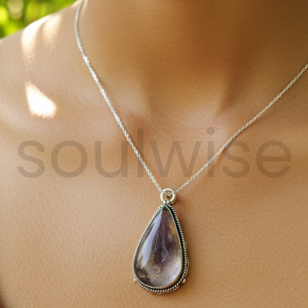 Natural Amethyst Cabochon Gemstone Pendant – Genuine Crystal Necklace – Mixed Shape (Random Pick) – Reiki Healing Jewelry