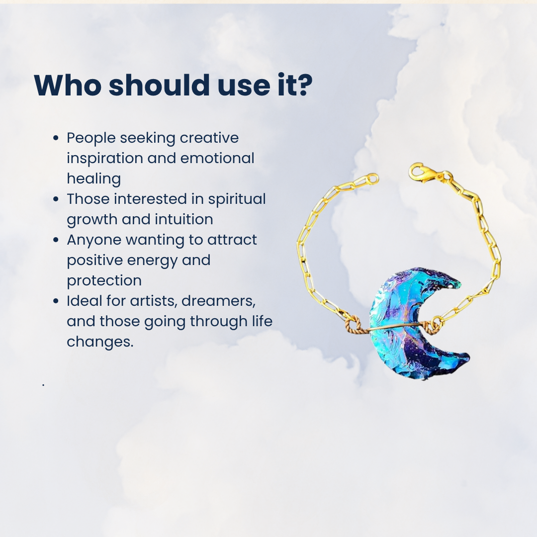 Titanium Aura Rainbow Crescent Moon Bracelet – Healing Crystal Chakra Jewelry for Well-Being & Happiness | Gold Plated Chain for Men & Women | Multicolor Quartz for Spiritual Growth & Energy Balance