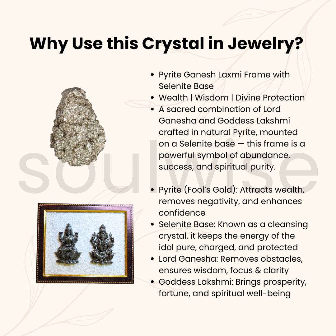 Diwali Special Combo – Maa Laxmi & Lord Ganesh Crystal Frame with Pyrite & Selenite + Hanuman Ji Gada 3" Gold-Plated with Stand | Spiritual Vastu Gift for Home & Office Decor