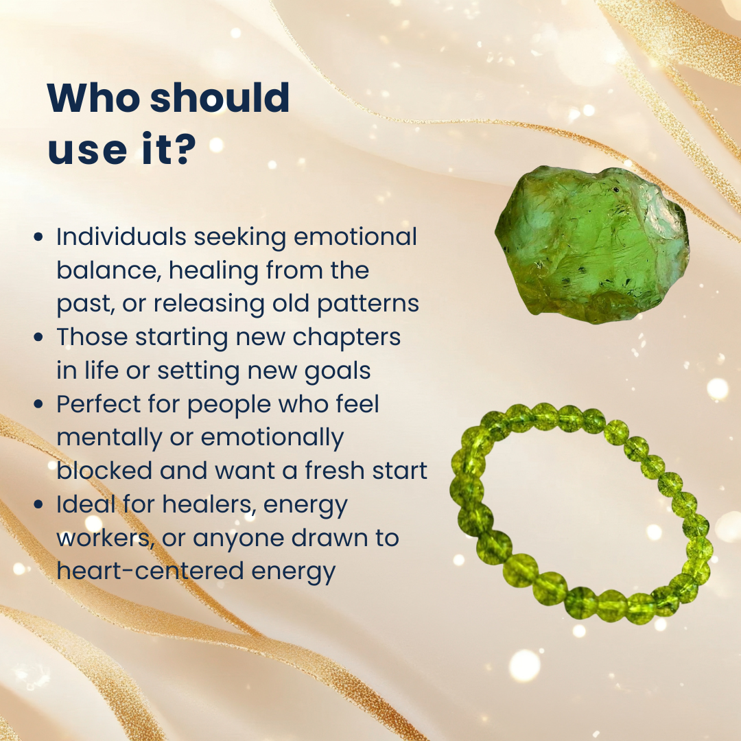 Enchanting Krystals Natural Peridot Gemstone Bracelet for Relationship Healing and Emotional Balance, 8mm, Unisex