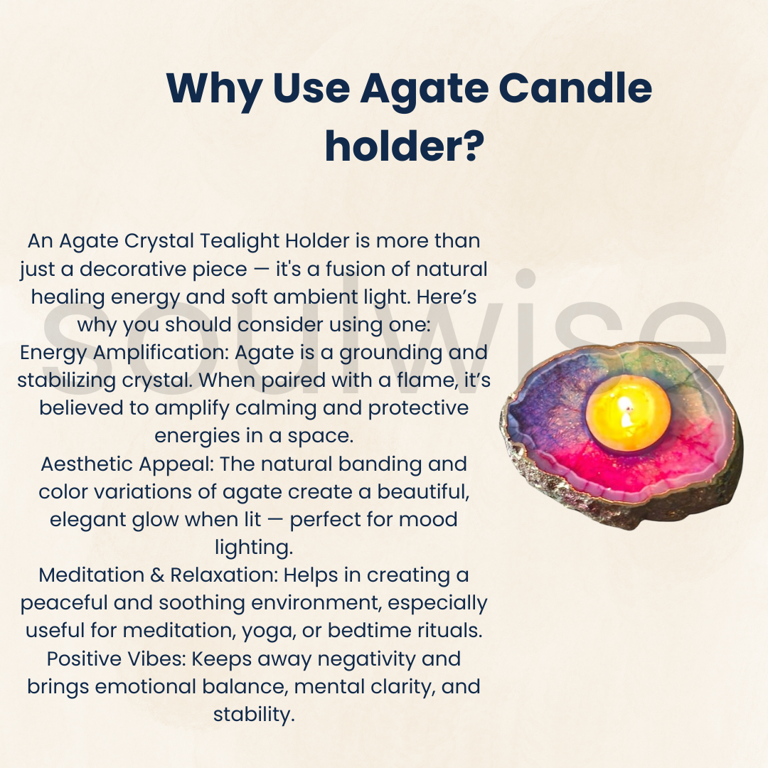 Diwali Agate Candle Holder & Shubh Labh Sticker Combo | Crystal Tea Light Holder & Decorative Agate Sticker Set for Home Entrance & Pooja | Festive Gift for Positive Energy & Vastu